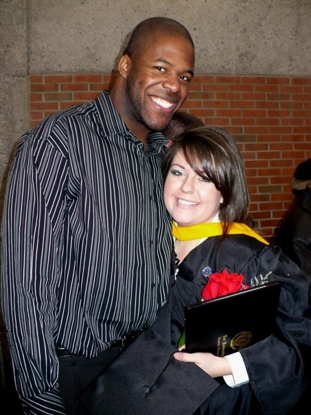 Desmond & Jill embrace on graduation day from Lee University