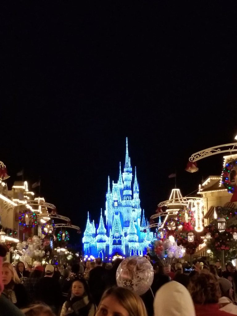 Walt Disney World Magic Kingdom Cinderella's Castle Christmas Decor in Orlando, FL